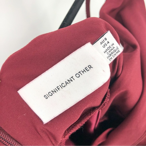 Significant Other Revolve Midi Wedding Guest Formal Wine Red Ruffle Dress Size 4 - Picture 5 of 6